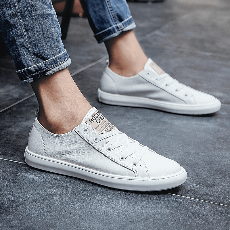 Luxury genuine leather walking shoes for men, casual breathable design with rubber outsole, perfect for stylish comfort - SF0968